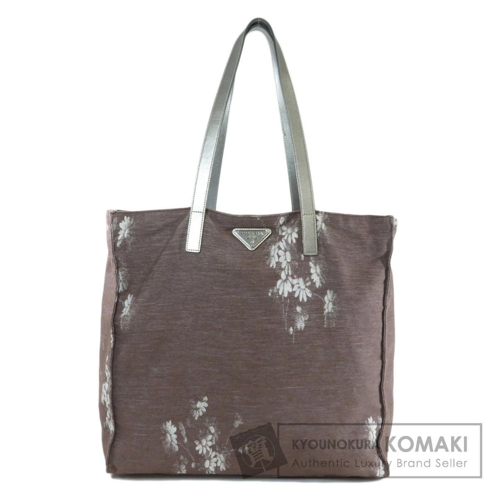 Prada Floral Flower tote bag canvas leather